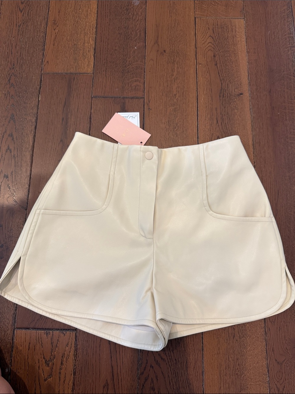Alexis Fabian Short- Cream Faux Leather